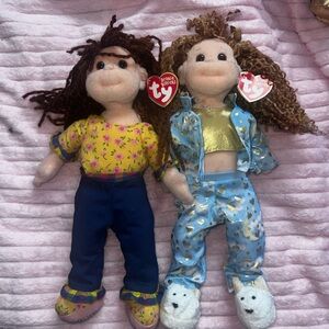 Ty Dolls with Yellow and Blue Outfits